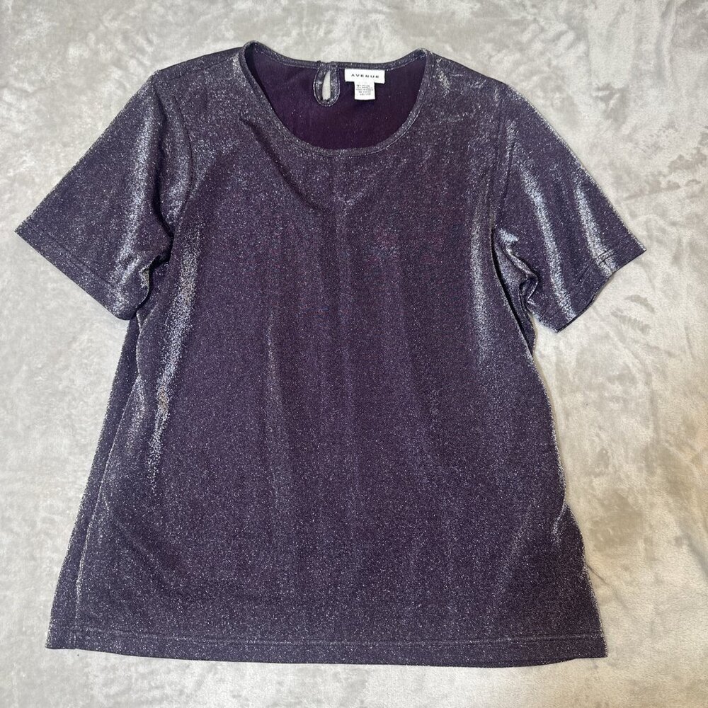 Women’s Avenue Metallic Top Purple Shimmer Size 18/20 - Picture 4 of 11